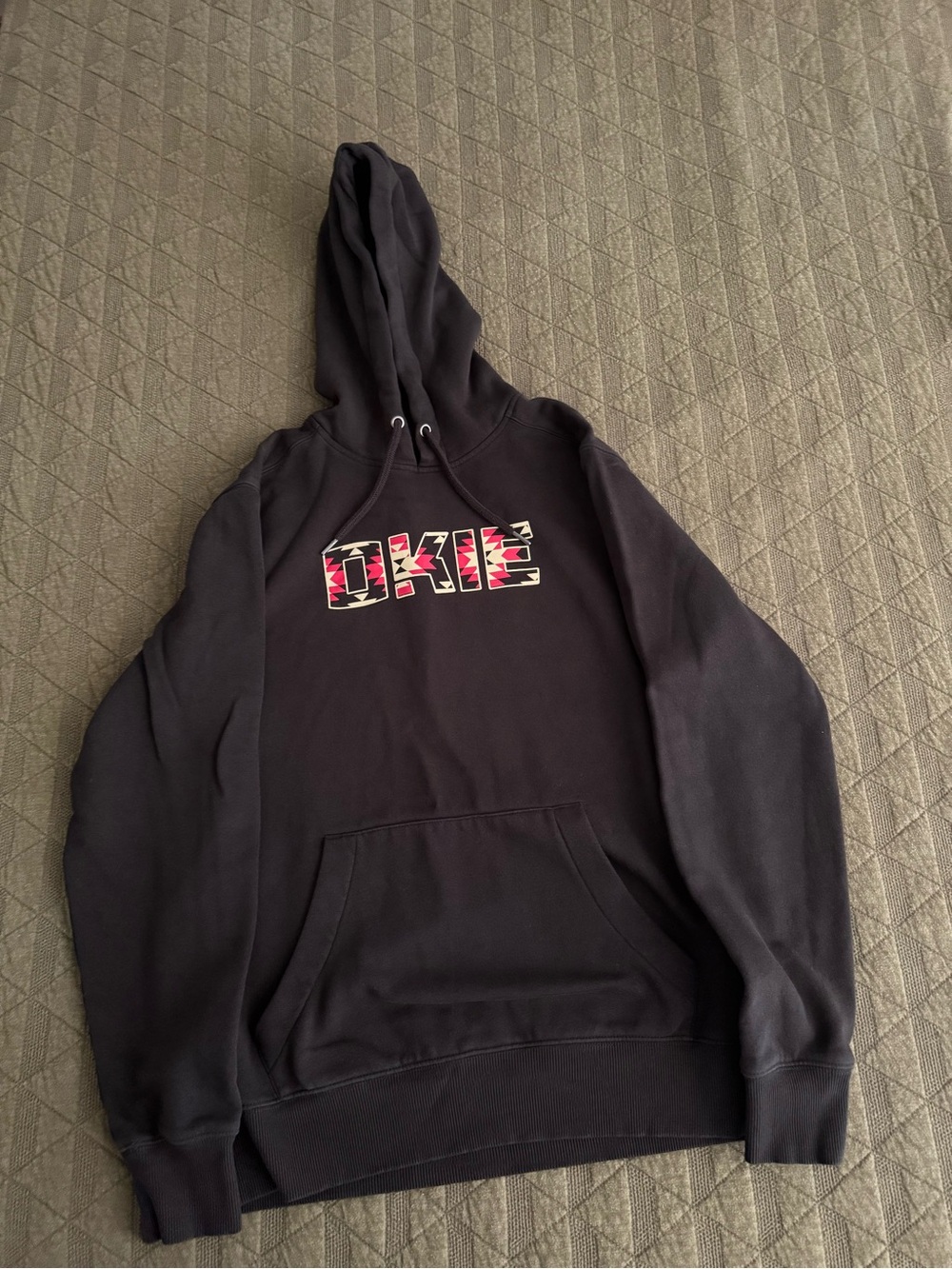 OKIE Black Hoodie with Western Pattern Logo